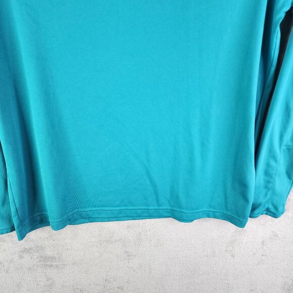 Mens Teal Under Armour Polo Shirt HeatGear Long Sleeve 1/4 Zip Size L - Picture 3 of 13